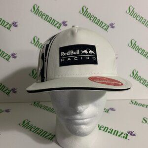 PUMA Hat Red Bull Racing Flat Bill Adjustable Strap Snapback White Cap One Size